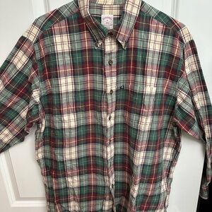 Brooks Brothers Green and Red Plaid Casual Button Down Shirt